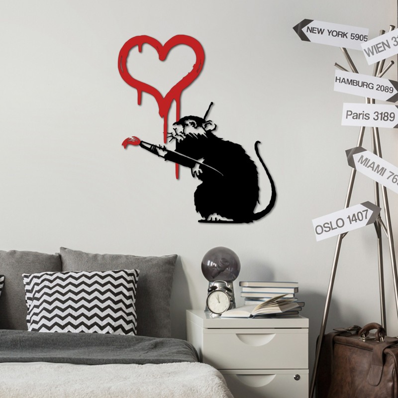 Wallxpert Decorative Metal Wall Accessory Banksy Metal 08 White
