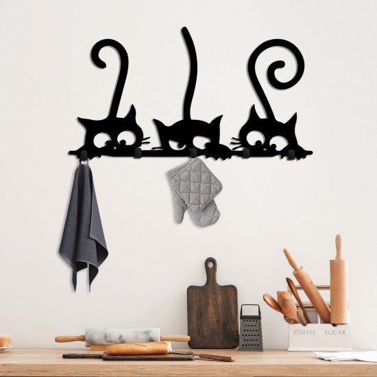Metal Wall Hook Hidden Cats Black Metal Wall Hook Hidden Cats Black
