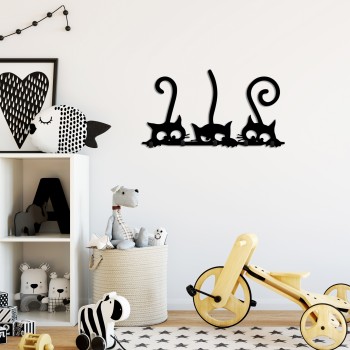 Metal Wall Hook Hidden Cats Black