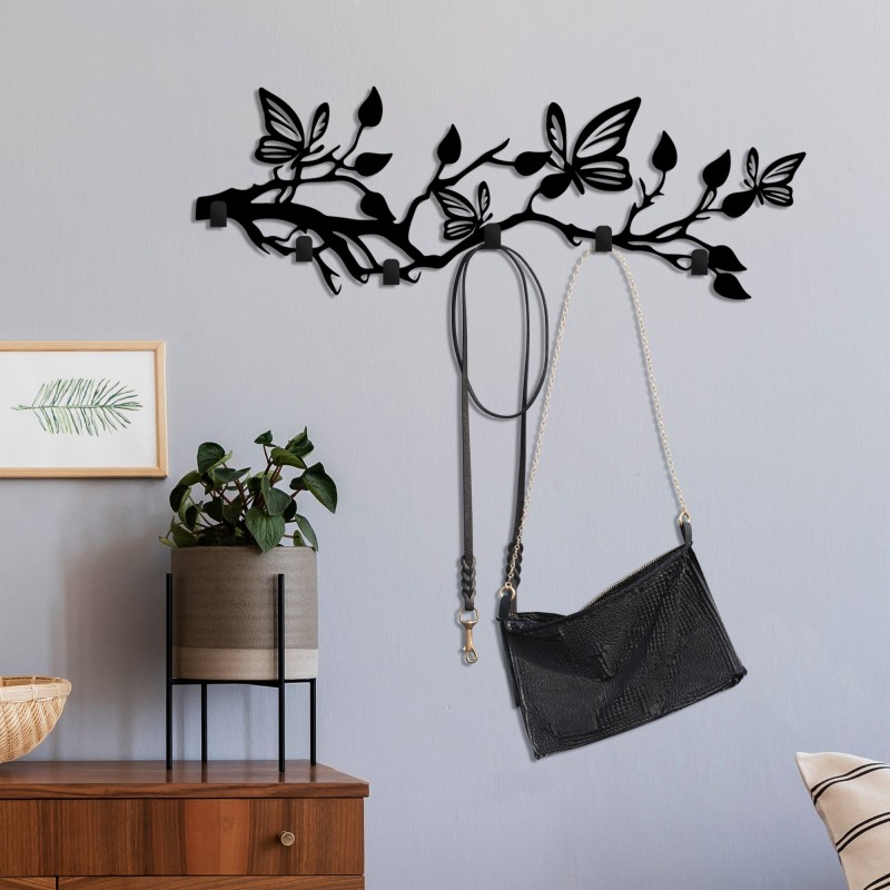 Wallxpert Metal Wall Hook Butterfly World Black