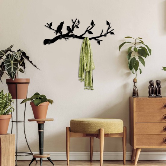 Metal Wall Hook Escaped Birds Black