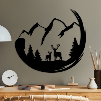 Decorative Metal Wall Accessory Mother And Son 2 Black