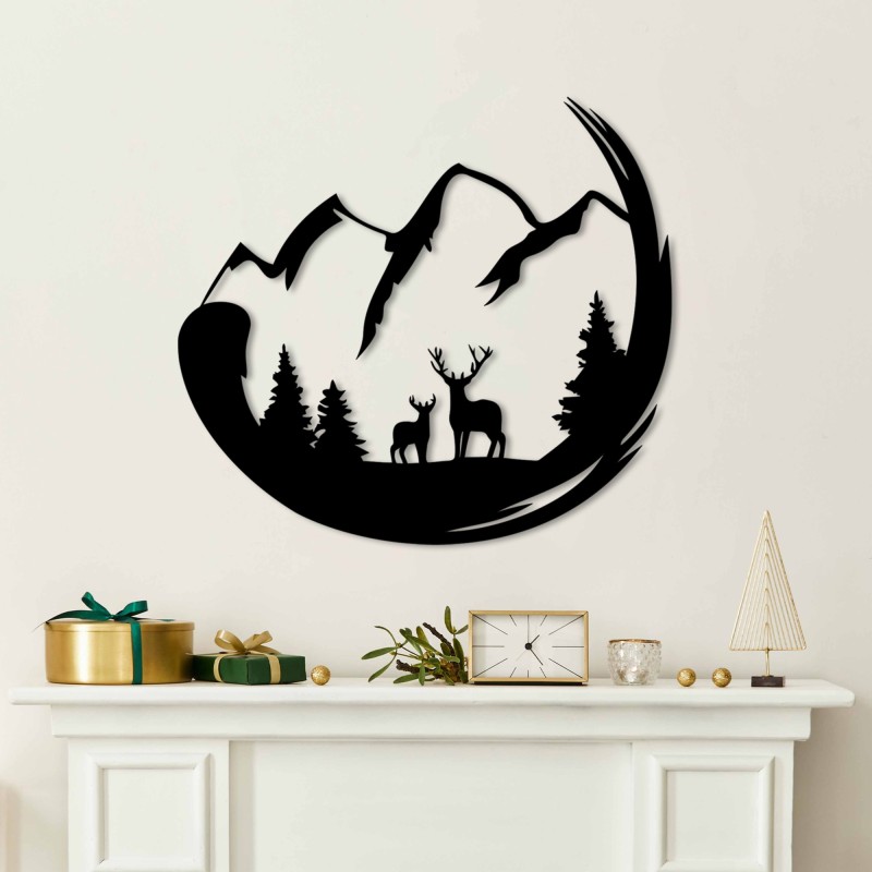 Decorative Metal Wall Accessory Mother And Son 2 Black