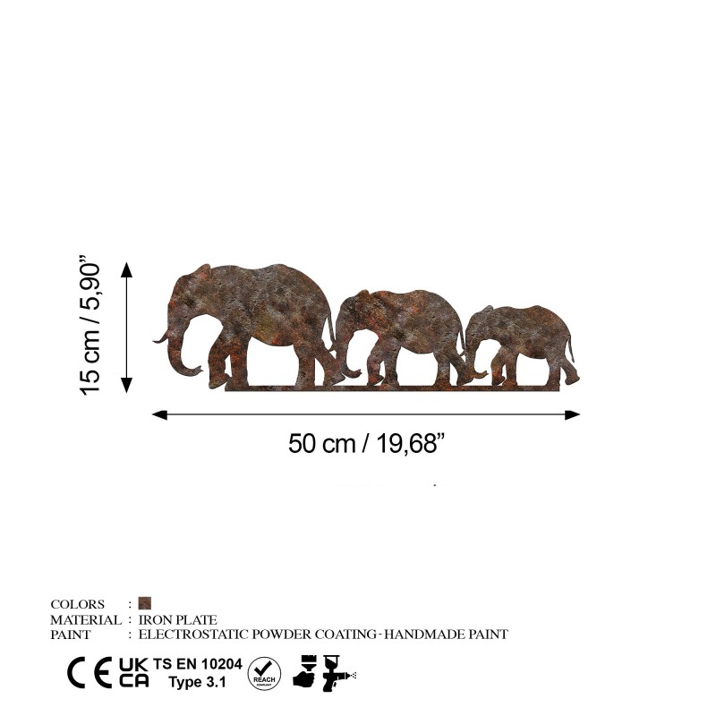 Decorative Metal Wall Accessory Rusty Elephant 1 Antiquation