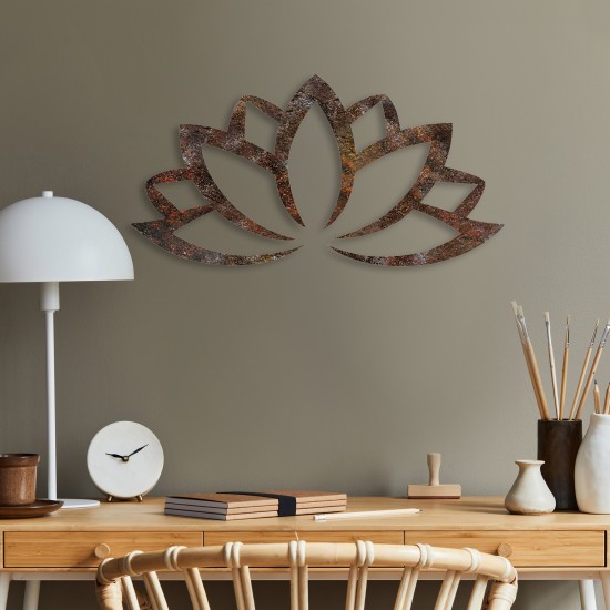 Wallxpert Decorative Metal Wall Accessory Rusty Lotus Antiquation