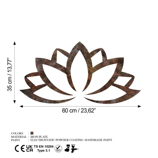 Wallxpert Decorative Metal Wall Accessory Rusty Lotus Antiquation