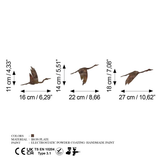 Wallxpert Decorative Metal Wall Accessory Rusty Birds 1 Antiquation