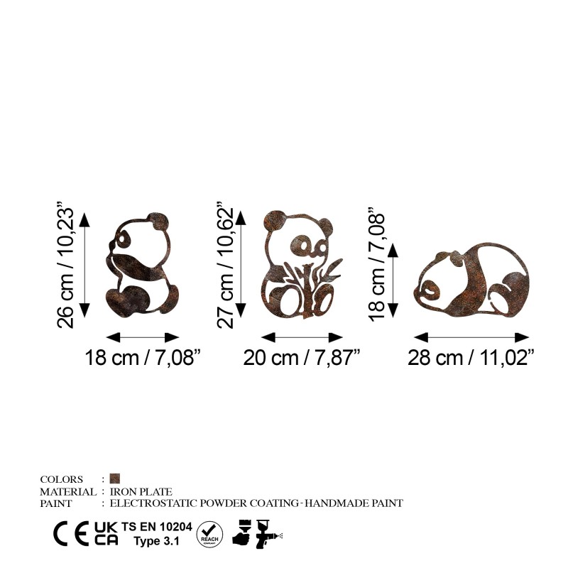 Decorative Metal Wall Accessory Rusty Panda Antiquation