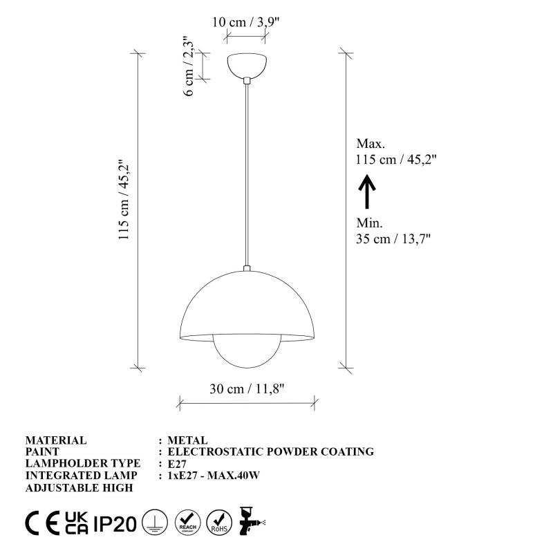 Chandelier Eylul - 15680 - 30 - B Burgundy