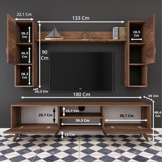 Σύνθεση Τηλεόρασης - 170x35x48,5εκ M27 - 284 - Χρώμα Καρυδί Σύνθεση Τηλεόρασης - 170x35x48,5εκ M27 - 284 - Χρώμα Καρυδί