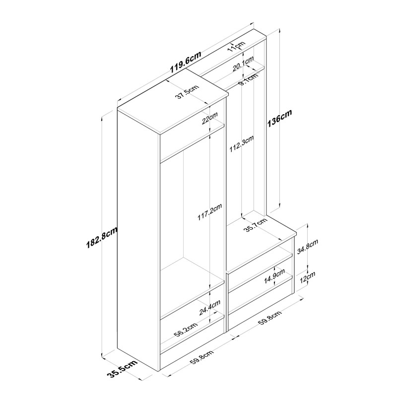 Hall Stand P6 - M5 - 2423 White
Walnut