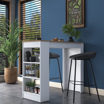 Τραπέζι Σταντ Τραπεζαρίας  JA103 - 2345 - 120x50x100εκ - Χρώμα Καρυδί Λευκό