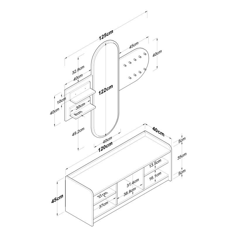 Hall Stand EE101 - 1983 - Walnut White
Walnut