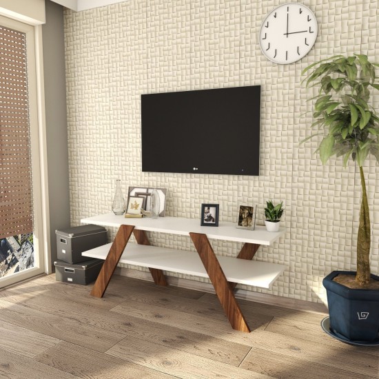 Έπιπλο Τηλεόρασης Basic 120x33,1x45εκ  - Καρυδί Λευκό
