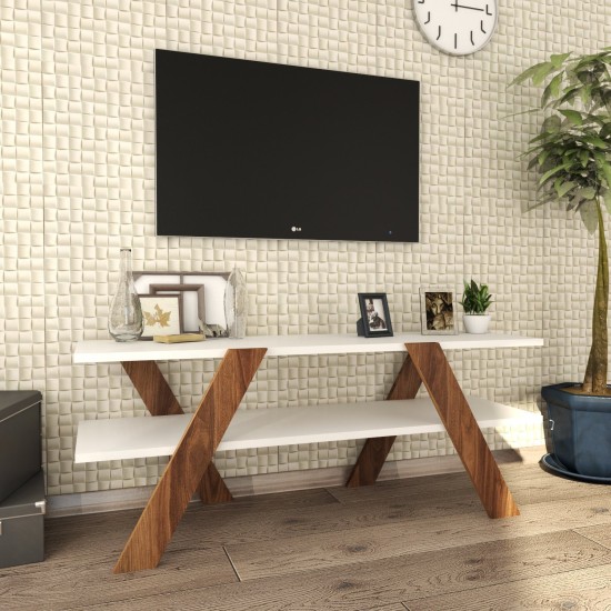 Έπιπλο Τηλεόρασης Basic 120x33,1x45εκ  - Καρυδί Λευκό