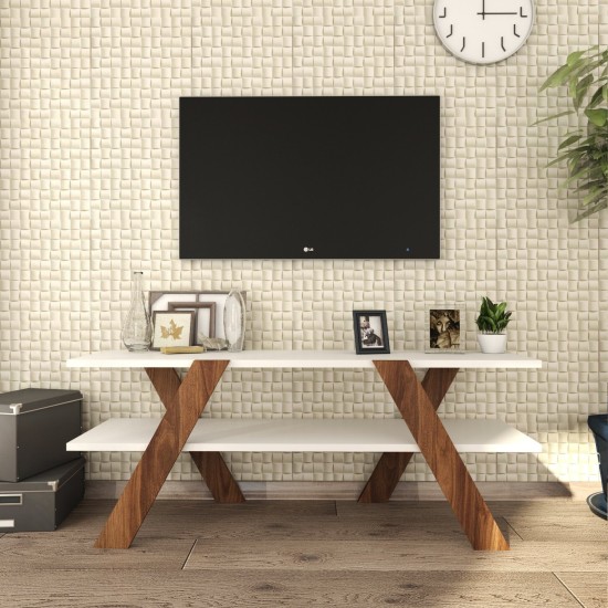 Έπιπλο Τηλεόρασης Basic 120x33,1x45εκ  - Καρυδί Λευκό