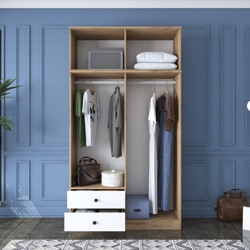 Ντουλάπα Ρούχων BA121 - 2696 - Χρώμα Λευκό -120x42.5x216.8εκ