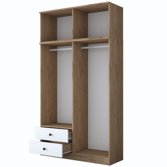 Ντουλάπα Ρούχων BA121 - 2696 - Χρώμα Λευκό -120x42.5x216.8εκ Ντουλάπα Ρούχων BA121 - 2696 - Χρώμα Λευκό -120x42.5x216.8εκ