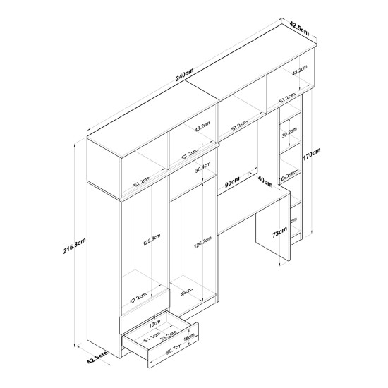 Study Bedroom Set BA122 - 2697 Walnut
White
