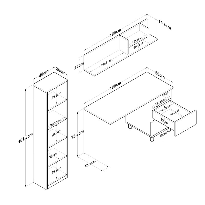 Study Desk HA115 - 2642 Walnut
White