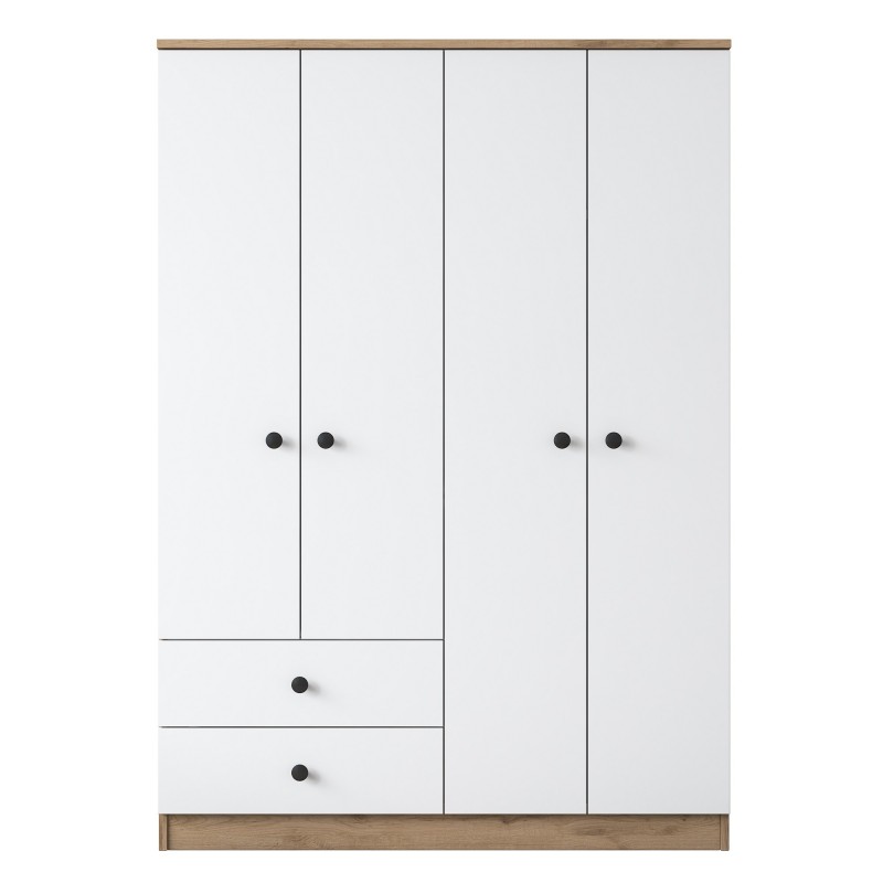 Ντουλάπα Ρούχων BA108 - 2067 - Χρώμα Καρυδί Λευκό - 120x42.5x170εκ