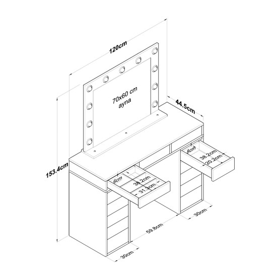 Τουαλέτα Κρεβατοκάμαρας - Table BJ119 - 2895 - Χρώμα Λευκό Τουαλέτα Κρεβατοκάμαρας - Table BJ119 - 2895 - Χρώμα Λευκό