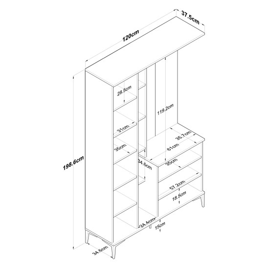 Hall Stand EA109 - 2695 Walnut
White
