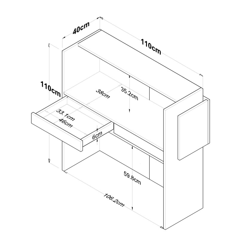 Ρεσεψιόν MA102 - 2929 Χρώμα Λευκό με  Ανθρακί Πάνελ