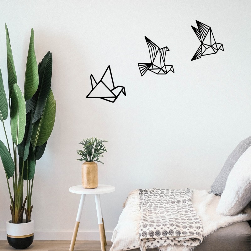 Wallxpert Decorative Wooden Wall Accessory Oragami Black