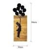 Wallxpert Decorative Wooden Wall Accessory Chıld And Balloons Black