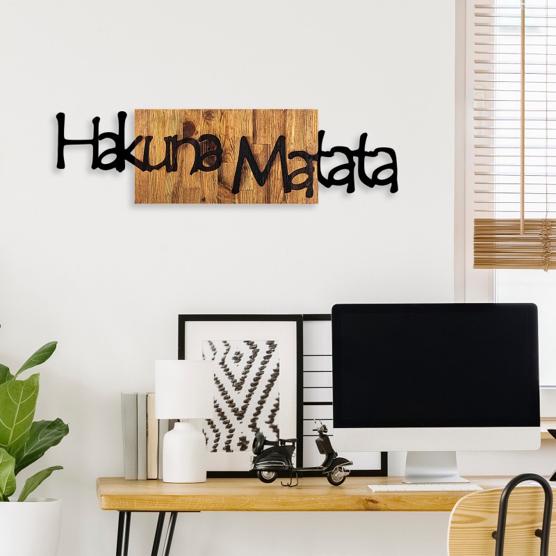 Wallxpert Decorative Wooden Wall Accessory Hakuna Matata 4 Black
Light Walnut