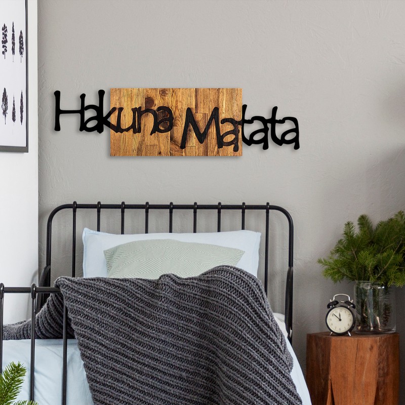 Wallxpert Decorative Wooden Wall Accessory Hakuna Matata 4 Black
Light Walnut