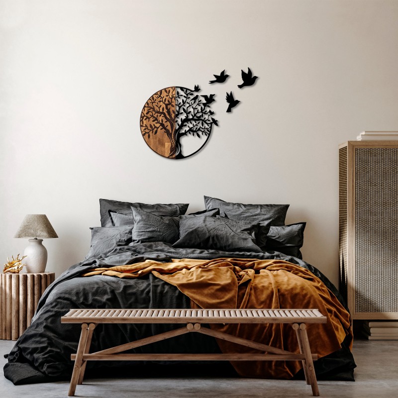 Wallxpert Decorative Wooden Wall Accessory Tree And Birds - 322 Black
Walnut