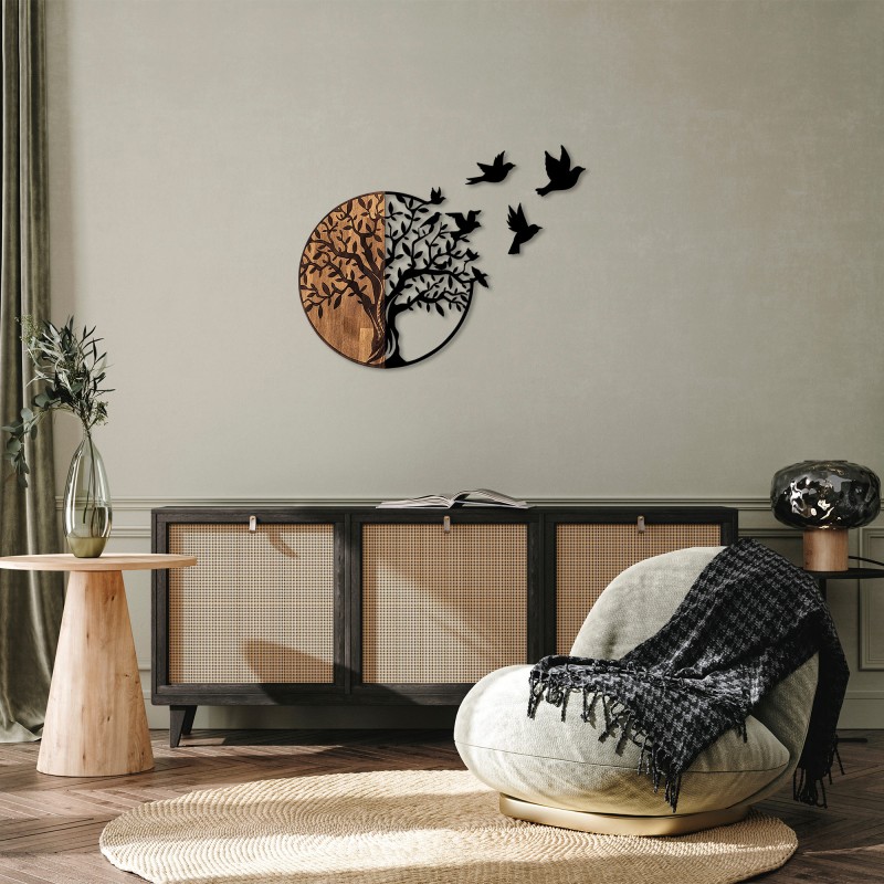 Wallxpert Decorative Wooden Wall Accessory Tree And Birds - 322 Black
Walnut