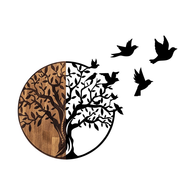 Wallxpert Decorative Wooden Wall Accessory Tree And Birds - 322 Black
Walnut