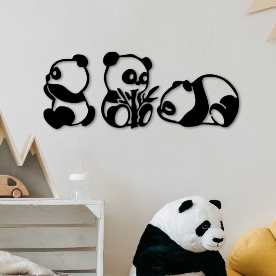 Decorative Metal Wall Accessory Pandas - 298 Black Decorative Metal Wall Accessory Pandas - 298 Black