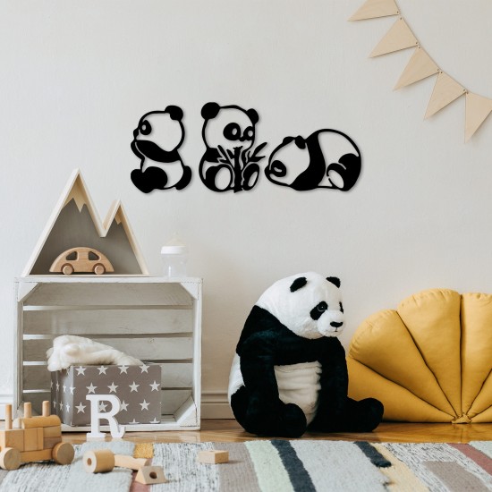 Decorative Metal Wall Accessory Pandas - 298 Black Decorative Metal Wall Accessory Pandas - 298 Black