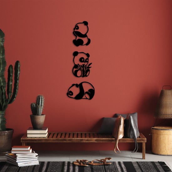 Decorative Metal Wall Accessory Pandas - 298 Black Decorative Metal Wall Accessory Pandas - 298 Black