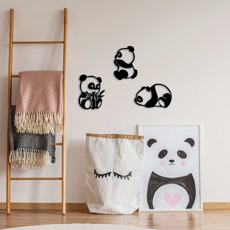Decorative Metal Wall Accessory Pandas - 298 Black