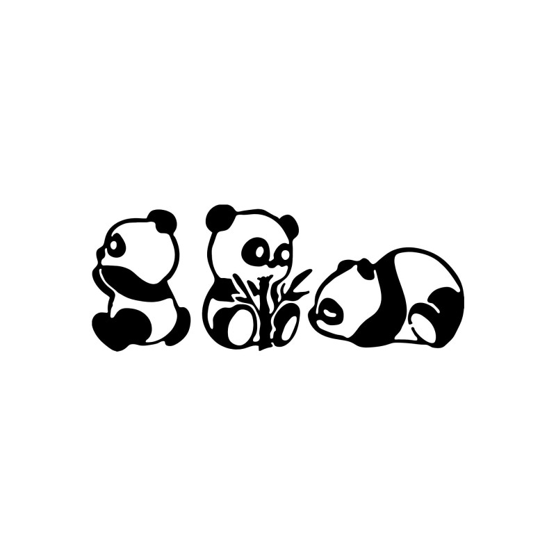 Decorative Metal Wall Accessory Pandas - 298 Black