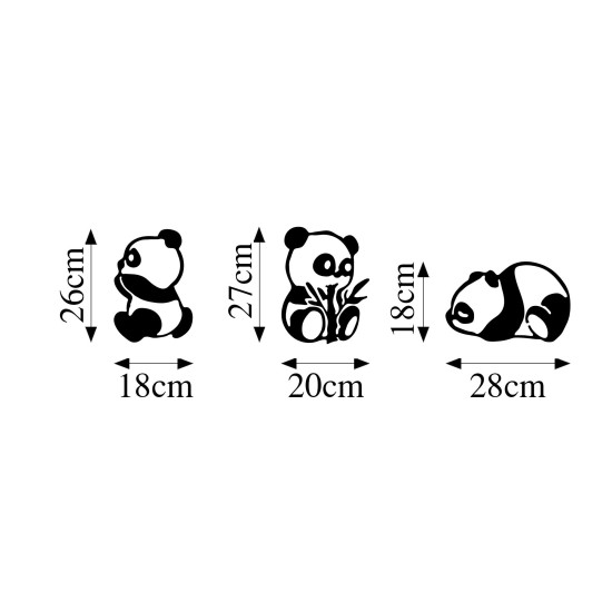 Decorative Metal Wall Accessory Pandas - 298 Black Decorative Metal Wall Accessory Pandas - 298 Black