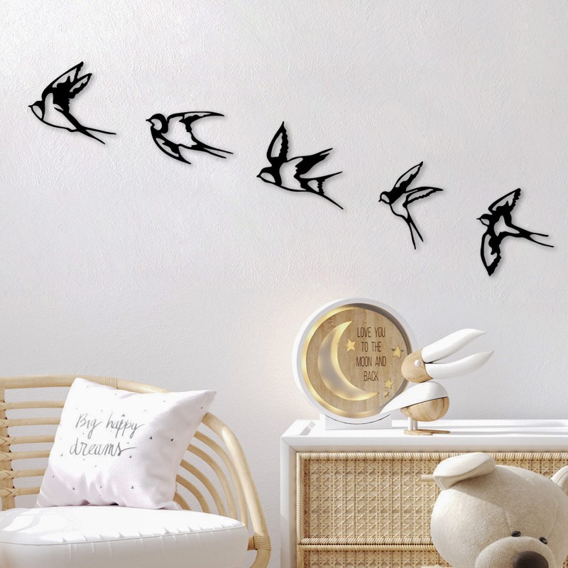 Wallxpert Decorative Metal Wall Accessory Swallows - 303 Black