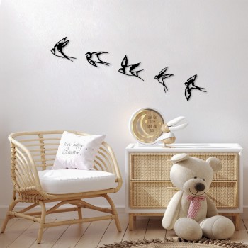 Decorative Metal Wall Accessory Swallows - 303 Black