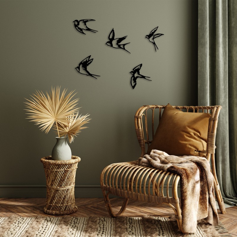 Wallxpert Decorative Metal Wall Accessory Swallows - 303 Black