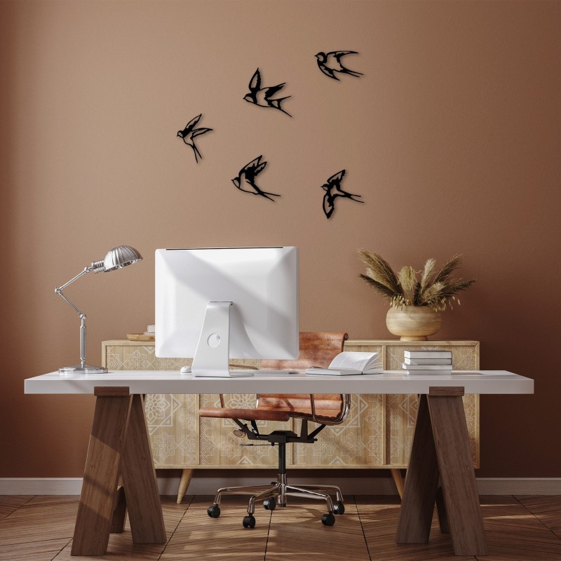 Wallxpert Decorative Metal Wall Accessory Swallows - 303 Black