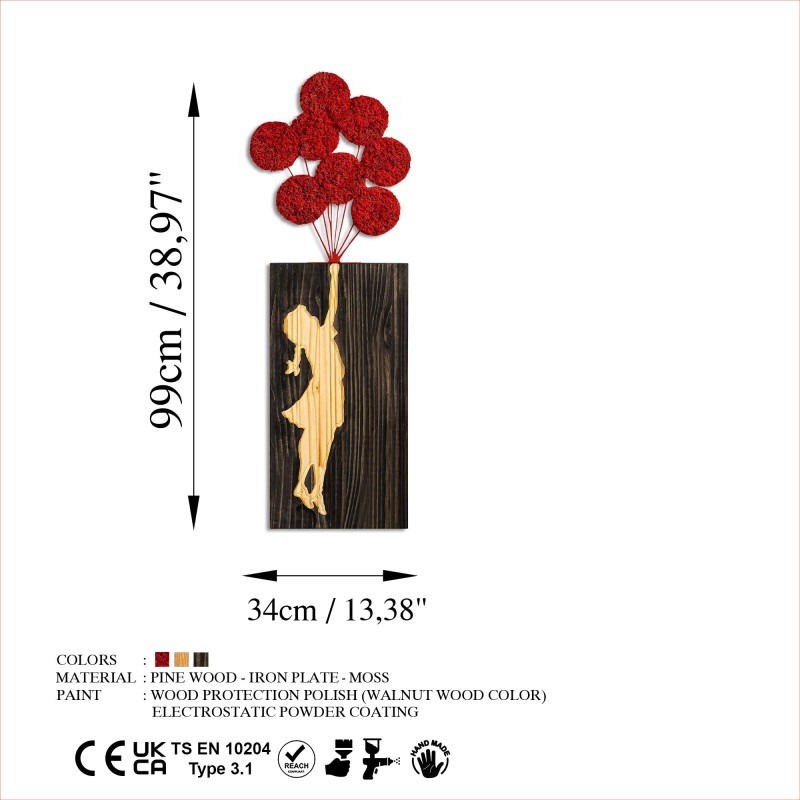 Wallxpert Decorative Wooden Wall Accessory Banksy - 17-1 Walnut
Brown
Red