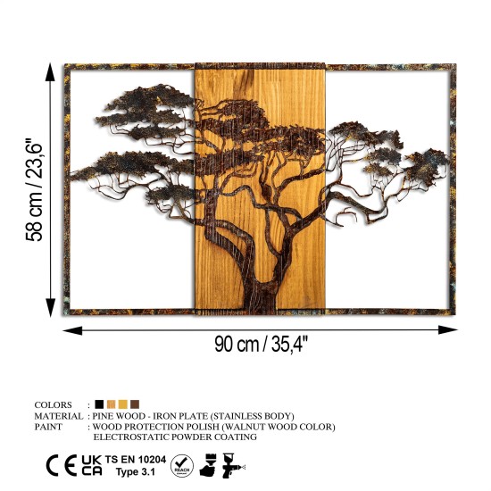 Decorative Wooden Wall Accessory Acacia Tree - 388-A Multicolor Wallxpert Decorative Wooden Wall Accessory Acacia Tree - 388-A Multicolor