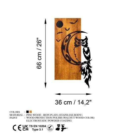 Decorative Wooden Wall Accessory Owl Walnut
Black Decorative Wooden Wall Accessory Owl Walnut
Black