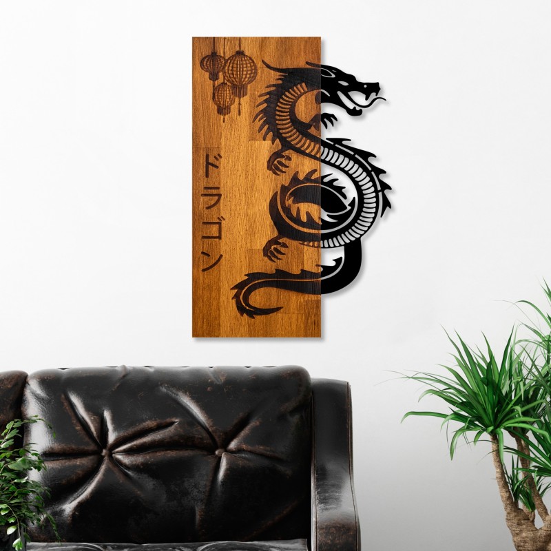 Wallxpert Decorative Wooden Wall Accessory Dragon Walnut
Black