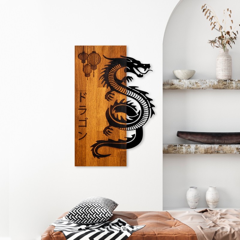 Wallxpert Decorative Wooden Wall Accessory Dragon Walnut
Black